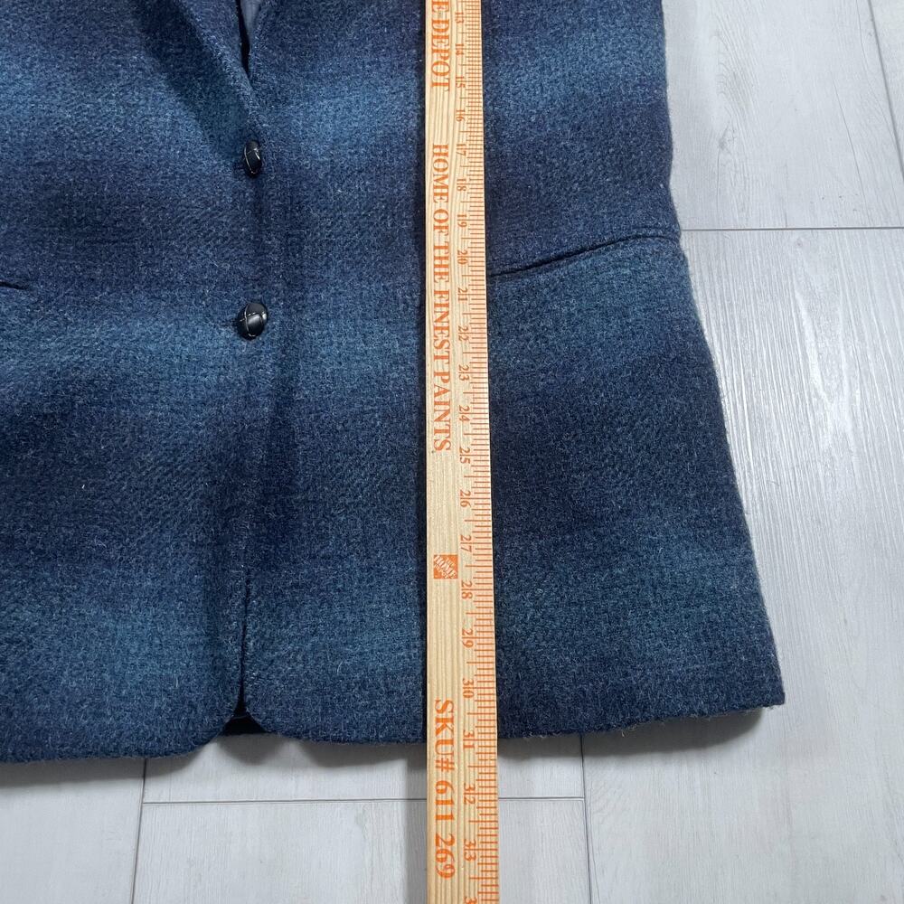 Eddie Bauer Women's Blue Plaid Two Butlton Wool Blazer Size M Vintage 90s - Picture 12 of 13